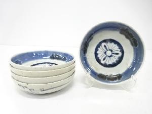 古伊万里　染付　花　なます皿　5客揃